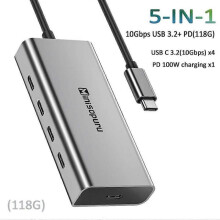 (5 in 1-10Gbps (118G)) Minisopuru HUB USB C Hub 4 Ports 10Gbps USB Type C to USB C 3.2 Gen1 Hub Adapter for Laptops MacBook Pro Air USB 3.0 Hub