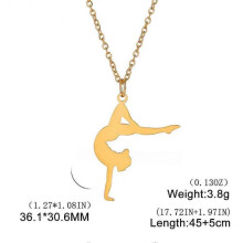 (B gold) Unift Dancer Gymnast Gymnastics Necklace for Women Girl Sports Pendant Fashion Stainless Steel Jewelry Gymnasts Birthday Gift