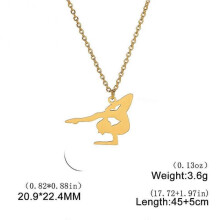 (G gold) Unift Dancer Gymnast Gymnastics Necklace for Women Girl Sports Pendant Fashion Stainless Steel Jewelry Gymnasts Birthday Gift