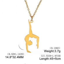 (A gold) Unift Dancer Gymnast Gymnastics Necklace for Women Girl Sports Pendant Fashion Stainless Steel Jewelry Gymnasts Birthday Gift