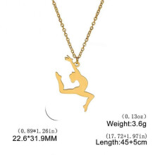 (F gold) Unift Dancer Gymnast Gymnastics Necklace for Women Girl Sports Pendant Fashion Stainless Steel Jewelry Gymnasts Birthday Gift