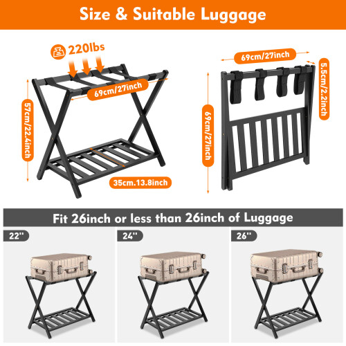 2 Tier Luggage Rack Folding Suitcase Stand Suitcase Holder 2