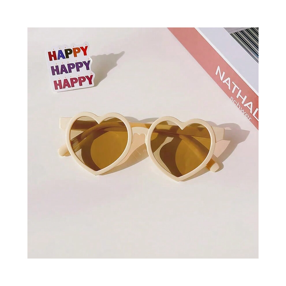 (beige, 0-8 years old) 2023 New Kids Cartoon Heart Sunflower Fruit Rabbit Ears Sunglasses Girls Boy Children Outdoor Round Polarized UV400 Sun Glasses
