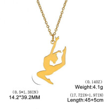 (E gold) Unift Dancer Gymnast Gymnastics Necklace for Women Girl Sports Pendant Fashion Stainless Steel Jewelry Gymnasts Birthday Gift