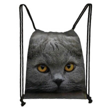 (skdblackcats32) Cute Black Cat Drawstring Bag Women Shopping Bags Canvas Travel Bag Fashion Storage Bags Teenager Girls Backpack