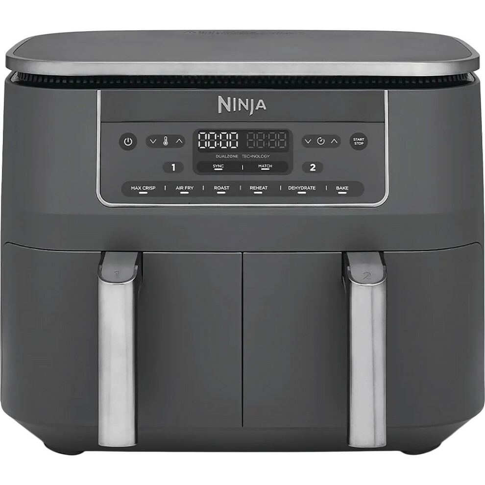 Ninja Dz300uk Dual Zone 7.6L Air Fryer – | 6-In-1 Cooking With Sync & Match Technology Grey