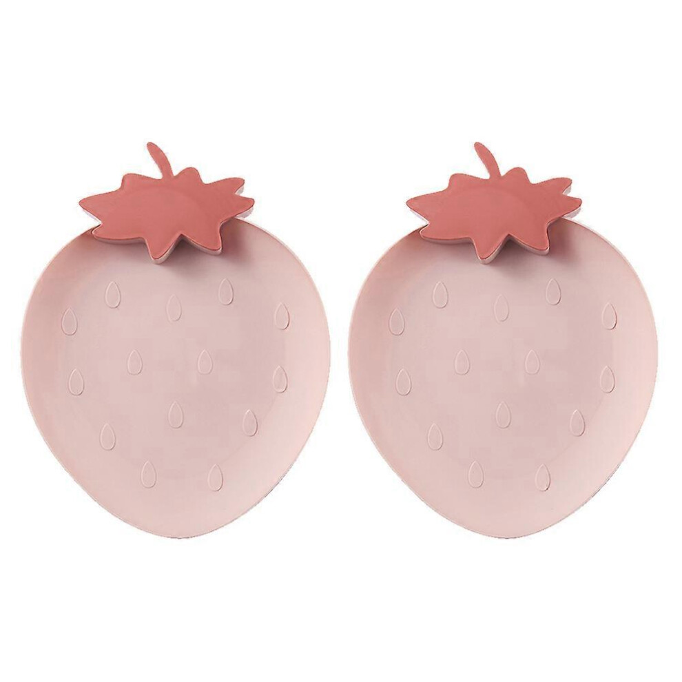 (As show, One size) Strawberry Plastic Trays Snack Plates Kitchen Bowls,2 Pack Plastic Plates Serving Platters Food Tray-image-OPC-PHKCV6K-NEW