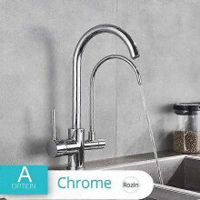 (Chrome A) Rozin Purification Kitchen Faucets Black Pull Out Kitchen Water Filter Tap 3 Way Mixer torneira para cozinha de parede Crane