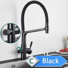 (Black C) Rozin Purification Kitchen Faucets Black Pull Out Kitchen Water Filter Tap 3 Way Mixer torneira para cozinha de parede Crane
