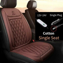(1PCS Brown Cloth) 12V 24V Car Seat Heater 30s Fast Heated Car Seat Cover Flannel/Cloth Car Heating Mat Universal Winter Electric Heated Seat Cover
