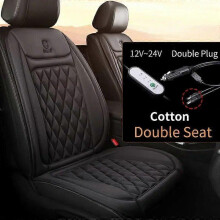 (2PCS Black Cloth) 12V 24V Car Seat Heater 30s Fast Heated Car Seat Cover Flannel/Cloth Car Heating Mat Universal Winter Electric Heated Seat Cover