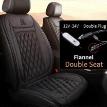 (2PCS Black Flannel) 12V 24V Car Seat Heater 30s Fast Heated Car Seat Cover Flannel/Cloth Car Heating Mat Universal Winter Electric Heated Seat Cover