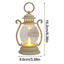 (White) Retro LED Portable Lamp Can Be Hung Round Belly Lantern Electronic Candle Oil Lamp Horse Lantern Outdoor Camping Lamp