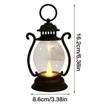 (Black) Retro LED Portable Lamp Can Be Hung Round Belly Lantern Electronic Candle Oil Lamp Horse Lantern Outdoor Camping Lamp