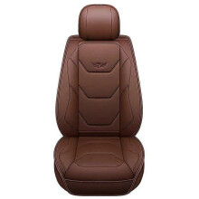 (TY002-1SeatCoffee) Fashion Black Blue Patchwork Car Seat Cover Universal Luxury Leather Seat Cushion Front Back Full Set Car Interior Accessories