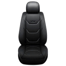 (TY002-1SeatBlack) Fashion Black Blue Patchwork Car Seat Cover Universal Luxury Leather Seat Cushion Front Back Full Set Car Interior Accessories