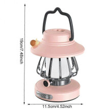 (Pink) Retro Portable Camping Lantern 1500K-3000K color temperature Kerosene Camp Lamp 3 Lighting Modes Tent Light for Hiking Climbing