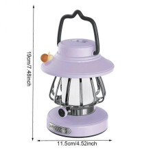 (Purple) Retro Portable Camping Lantern 1500K-3000K color temperature Kerosene Camp Lamp 3 Lighting Modes Tent Light for Hiking Climbing