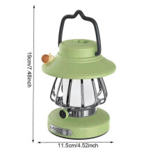(Green) Retro Portable Camping Lantern 1500K-3000K color temperature Kerosene Camp Lamp 3 Lighting Modes Tent Light for Hiking Climbing