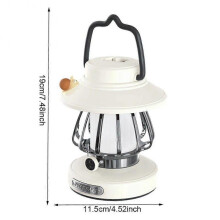 (White) Retro Portable Camping Lantern 1500K-3000K color temperature Kerosene Camp Lamp 3 Lighting Modes Tent Light for Hiking Climbing