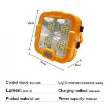 (100w) New Upgraded 2000W Outdoor Solar LED Camping Light with flashlight USB Rechargeable Tent Lamp Portable LED Reflector Spotlight