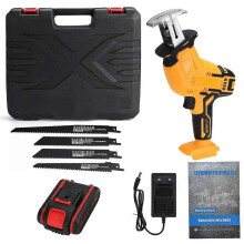 (1 battery kit) 88VF Cordless Reciprocating Saw Handsaw Metal Wood Pipe Cutting Multifunction Saw Rechargeable Li-ion Battery with 4 Blades Kit
