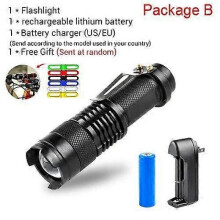(L2, package B) Waterproof Portable Lantern 18650 14500 Camping Light T6 L2 Q5 Flashlight Torch Adjustable Focus for Hiking Outdoor Lighting