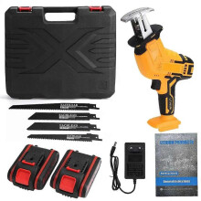 (2 batteries kit) 88VF Cordless Reciprocating Saw Handsaw Metal Wood Pipe Cutting Multifunction Saw Rechargeable Li-ion Battery with 4 Blades Kit