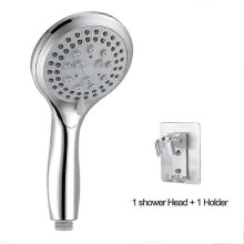 (C) Zhangji Bathroom Shower Head 5 Modes ABS Plastic Big Panel Round Chrome Rain Head Water Saver Classic Design Showerhead