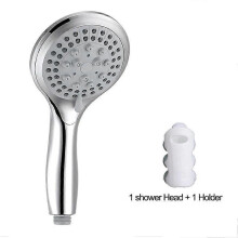(B) Zhangji Bathroom Shower Head 5 Modes ABS Plastic Big Panel Round Chrome Rain Head Water Saver Classic Design Showerhead