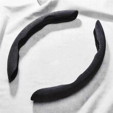 (Black) Suede Universal 38CM Car Steering Wheel Booster Cover Non-Slip Auto Interior Steer Protector Decoration Accessories