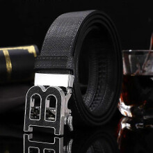 (110cm, Type 2) Men's High Quality Letter Automatic Buckle B Buckle Belt For Men Brand Genuine Leather Designer Canvas Male Belt Casual