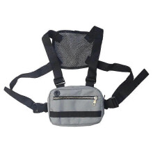 (Gray) Men Hip-Hop Chest Bag Outdoor Oxford Tactical Streetwear Vest Chest Rig Bags Women Functional Waistcoat Chest Utility Pack