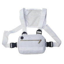 (White) Men Hip-Hop Chest Bag Outdoor Oxford Tactical Streetwear Vest Chest Rig Bags Women Functional Waistcoat Chest Utility Pack