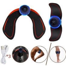 (A and B) Electric Muscle Stimulator EMS Abdominal Fitness Stickers Rechargeable Body Slim Massager Wireless LCD Display Buttocks Trainer