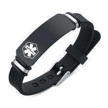 (DNR(DO NOT RESUSCITATE), Black) Personalized Custom Engrave Medical Alert Women Men ID Bracelet Silicone Armband New