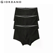 (L, 09Black) Giordano Men Underwear Solid Cotton Boxer Briefs Panties For Man Homme Vetement Famous Brand Boxers Underpants Interior