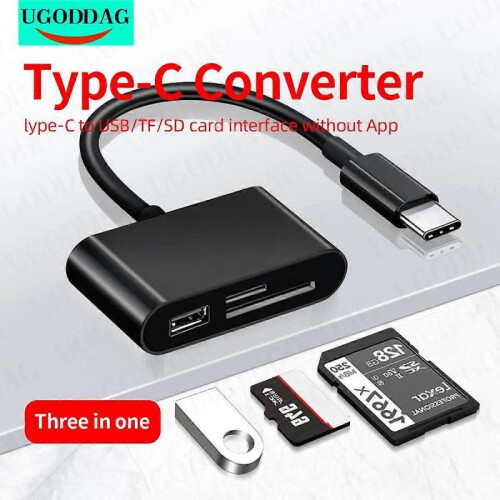 (Type C Plug(.398)) 3 in 1 Type-C Adapter TF CF SD Memory Card Reader OTG Writer Compact Flash USB-C for IPad Pro Huawei for Macbook USB Type C OTG 1