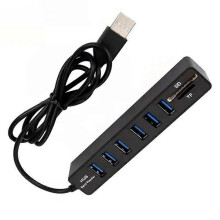 (Black) USB 2.0 Hub 6 Port Hub Multi Splitter Port 100cm Long cable Multiple Expanderfor Computer Laptop PC USB Adapter Accessories