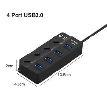 (4 Port) USB HUB 3.0 USB 2.0 Hub Multi USB Splitter Hub Use Power Adapter 4/7 Port Multiple Expander USB 3.0 Hub with Switch 15CM Cable