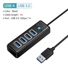 (USB A 100cm Black) ORICO 5Gbps USB 3.0 HUB Colorful 4 Ports High Speed Mini Splitter OTG Adapter For Desk PC Computer Accessories HUAWEI