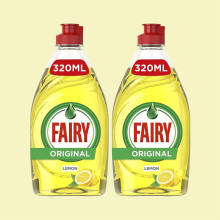 Fairy Lemon Washing Up Liquid – 320ml (Pack of 2) | Tough on Grease | Fresh Lemon Scent
