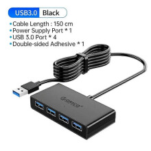 (USB HUB 150CM) ORICO 4 Port USB 3.0 Hub Splitter With 5V Micro USB Power Port 30cm Cable Multiple USB HUB for Laptop PC Computer Accessories