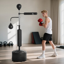 HOMCOM 4-in-1 Punching Bag with 2 Speedballs, 360 Reflex Bar, Black