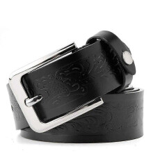 (95cm 30to33 Inch, Black) Floral Print Belt For Men Genuine Leather Belts 4.0 cm Strap Width Casual Leather Men Belts Black Color Dark Brown Dark Blue