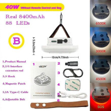 (UB-W40) LED Rechargeable Brighter Camping Lantern Magnet Strong Light Portable Lighting Flashlights Tent Lamp with Remote Control Case