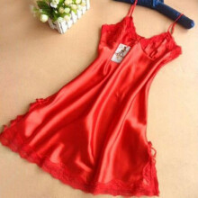 (M, Red) Women Sexy Nightdress Lace Sleepwear Dress Nightgown