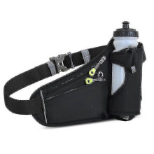 (Black) Running Waist Bags Water Bottle Holder Outdoor Camping Hiking Fitness