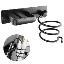 (Black) Hair Dryer Holder, Wall Mount Hair Blow Dryer Hanging Shelf Set - Ri