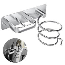 (Sliver) Hair Dryer Holder, Wall Mount Hair Blow Dryer Hanging Shelf Set - Ri